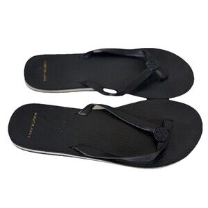 TORY BURCH MONOGRAM Sandals FLIP FLOPS 9 rubber thong sandals Navy Blue